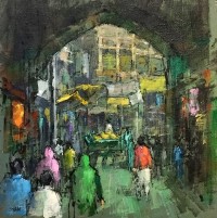 Zahid Saleem, 14 x 14 Inch, Acrylic on Canvas, Cityscape Painting, AC-ZS-150